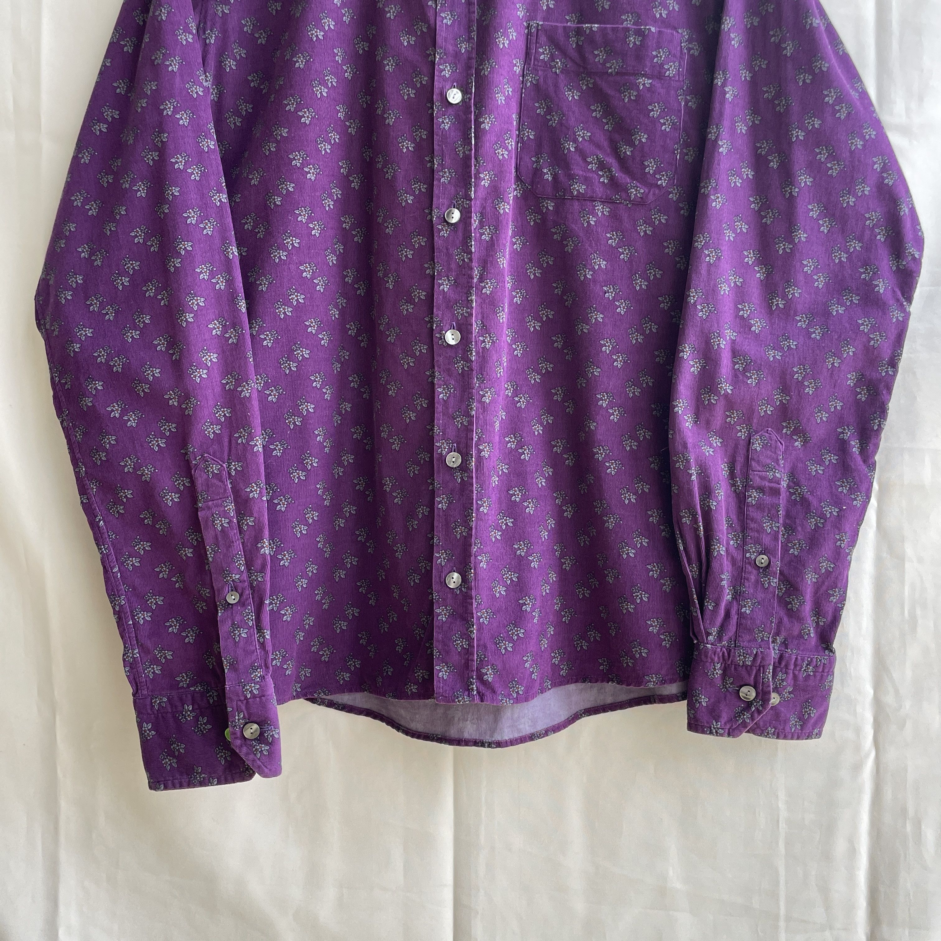 Eton Eton Slim Fit Corduroy Floral Shirt Size L Size US L / EU 52-54 / 3 - 5 Thumbnail