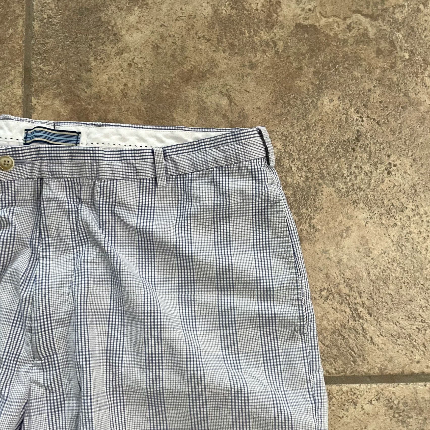 Peter Millar Peter Millar Crown Sport Shorts Bermuda Blue Plaid Seersucker Men's 38 Regular Zip 9in Inch Inseam Color Blue Pattern Plaid Sport Mens Size US 38 / EU 54 - 3 Thumbnail