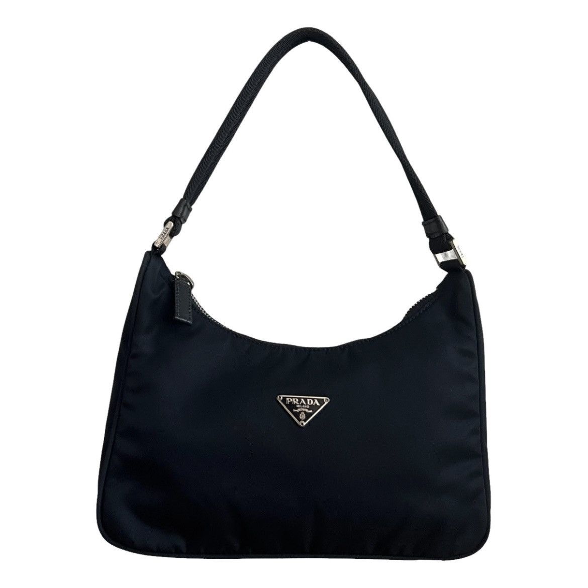 AUTHENTIC PRADA DARK BLACK RE-NYLON HOBO HANDLE BAG