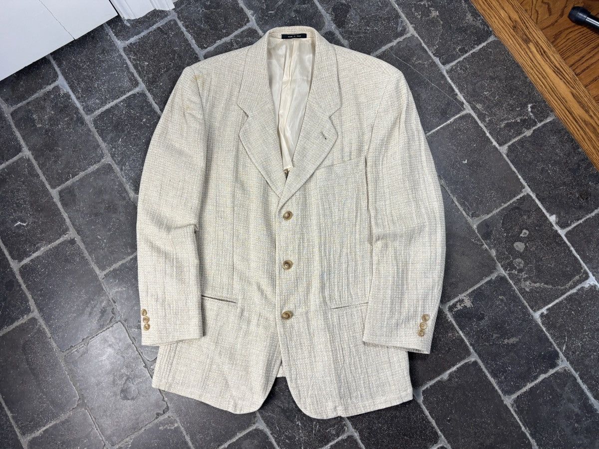 Emporio Armani S/S 1994 Emporio Armani Jacket 90s Vintage Linen Blazer Puck Size 48R - 20 Thumbnail