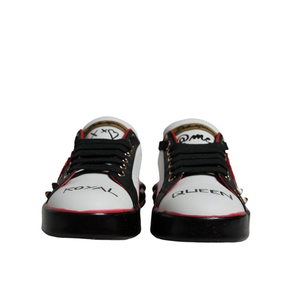 Dolce & Gabbana Dolce & Gabbana White Red Crystals Leather Portofino Sneaker Size US 6.5 / IT 36.5 - 2 Thumbnail