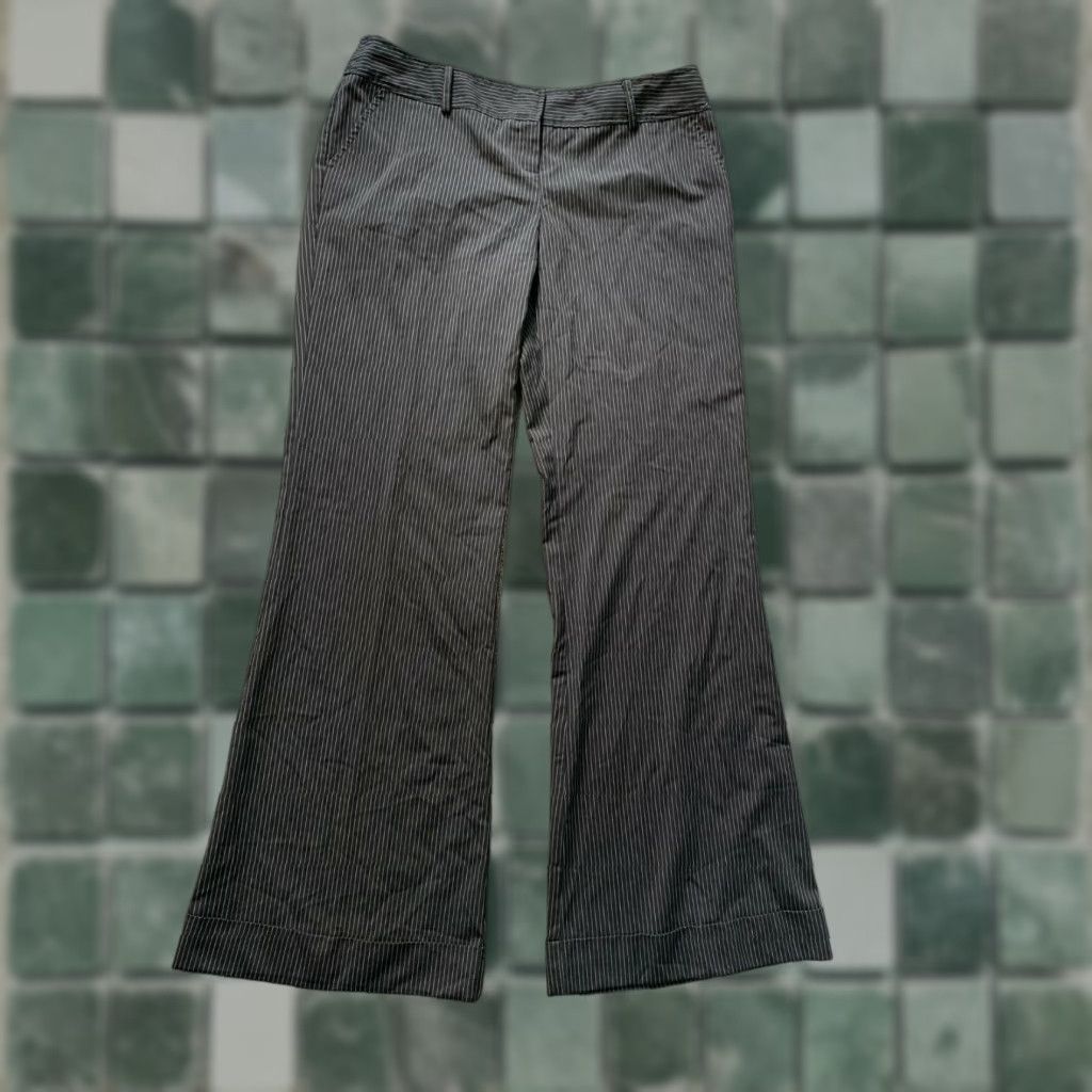 Vintage Copper Key Pants Womens Size 9 Black Pin Striped Wide Leg Dress Pants Casual Workwear Size 30" / US 8 / IT 44 - 1 Thumbnail