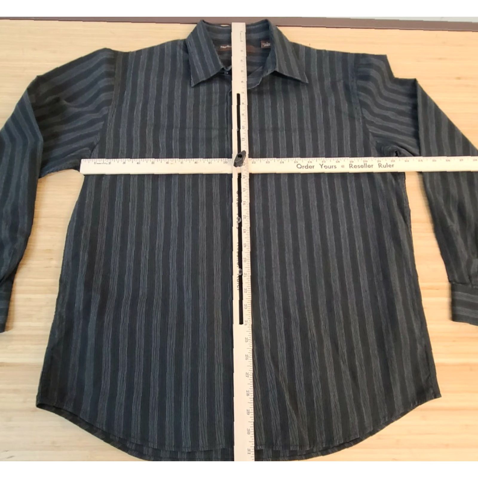 Perry Ellis Perry Ellis Shirt Adult Large Multicolor Striped Long Sleeve Button Up Dress Shirt Casual Men Size 42R - 5 Thumbnail