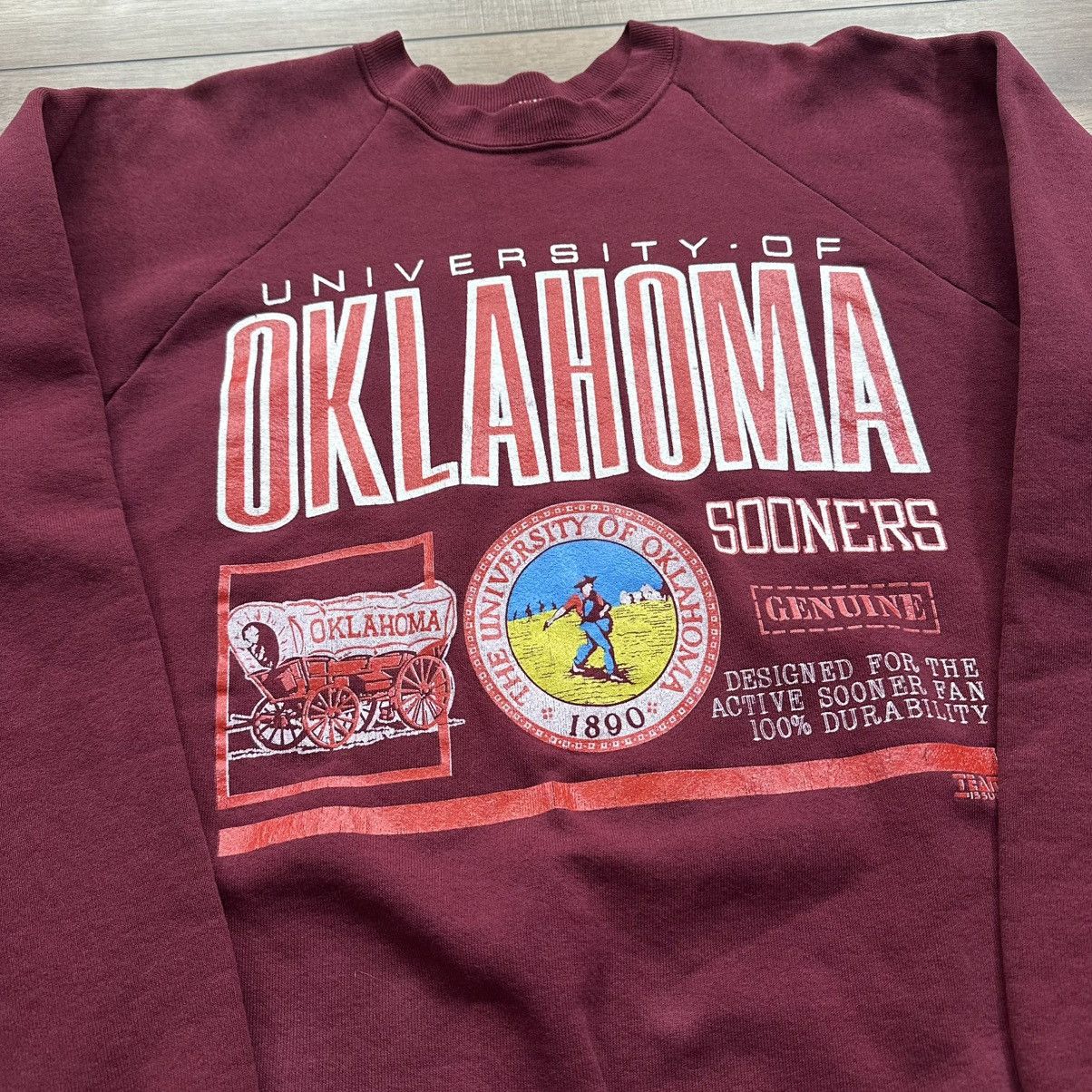 Fruit Of The Loom Vintage 90s Oklahoma Sooners Made in USA Spellout Crewneck Size US M / EU 48-50 / 2 - 5 Thumbnail