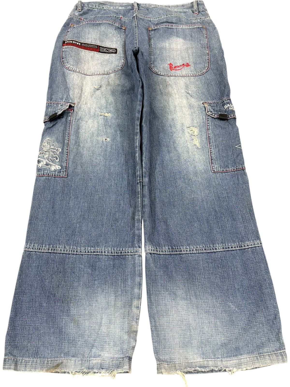 Japanese Brand Vintage Japanese Cargo Faded Wash Distress Baggy Skate Jeans Size US 34 / EU 50 - 2 Thumbnail