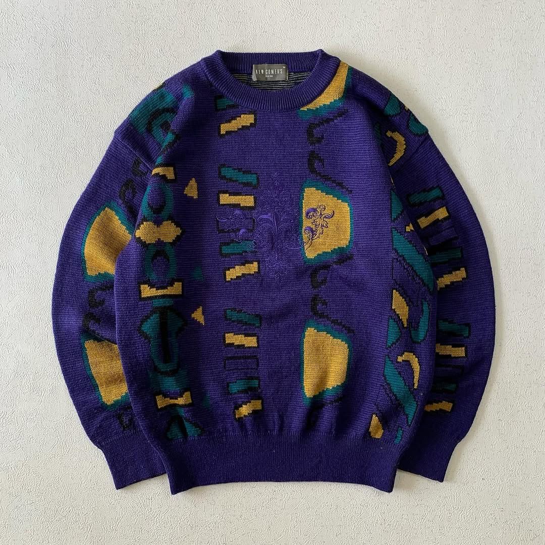 Vintage Vintage 90s Asbtrac Pattern Knitwear Size US M / EU 48-50 / 2 - 1 Thumbnail