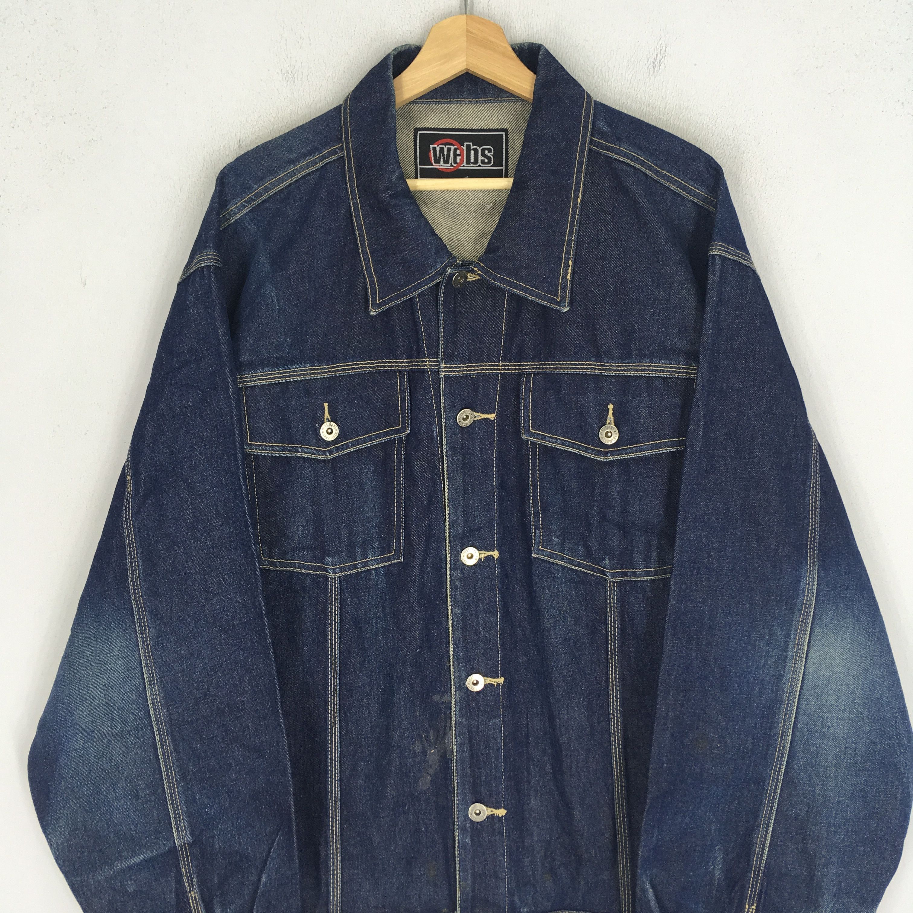 Vintage Vintage 90's Webs American Denim Jacket Workwear Frenchwork Size US XL / EU 56 / 4 - 3 Thumbnail