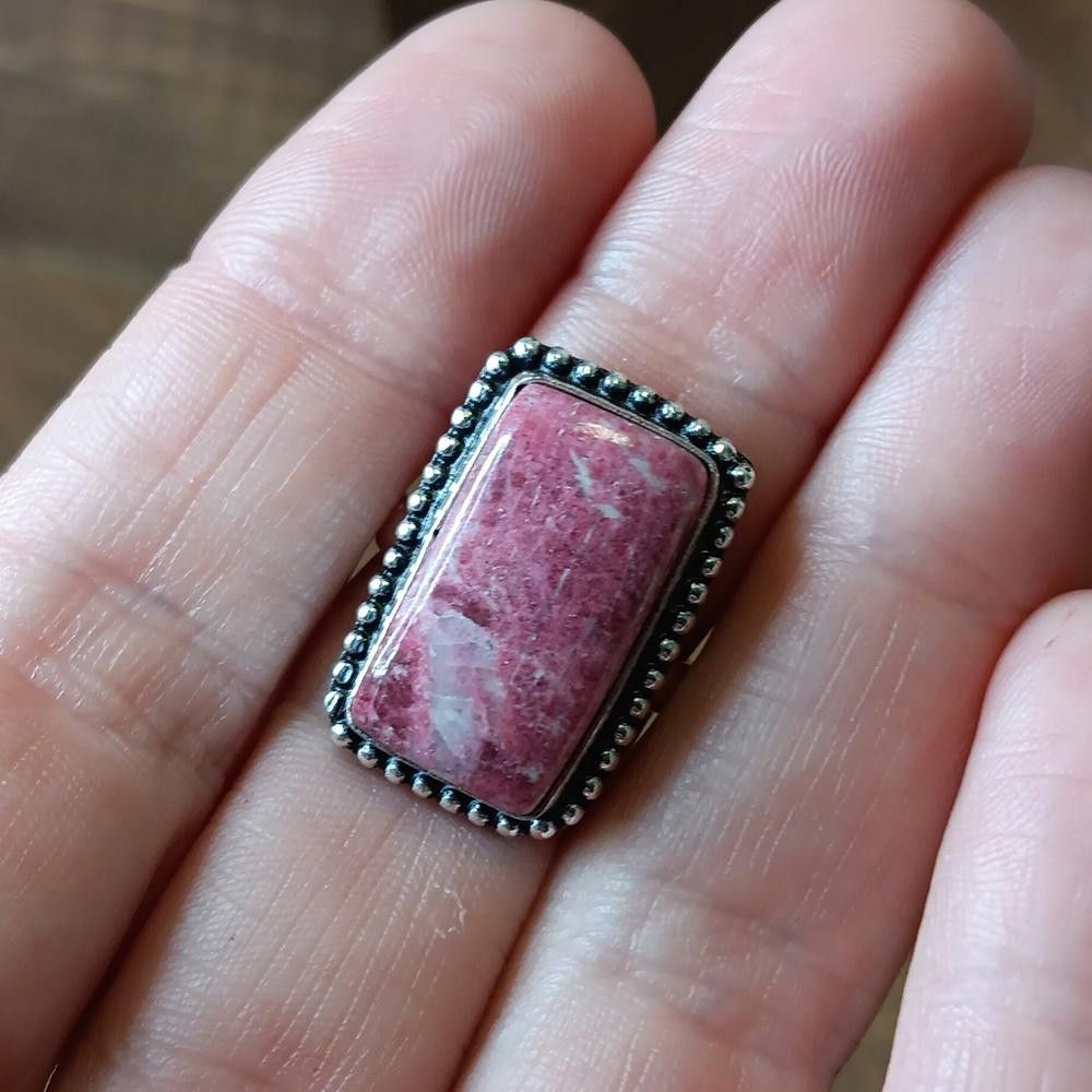 Designer Pink Thulite gemstone ring, sz 6.25 Size ONE SIZE - 5 Thumbnail