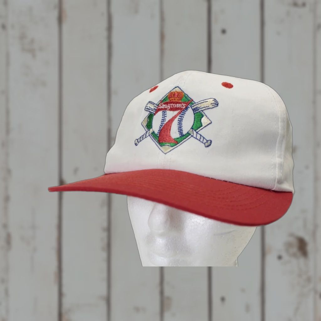 Vintage VINTAGE Seagram’s 7 Crown Baseball Bat White Red Snapback Hat Unbranded One Size Unisex Adults Snapback Adjustable White Hat Size ONE SIZE - 1 Thumbnail
