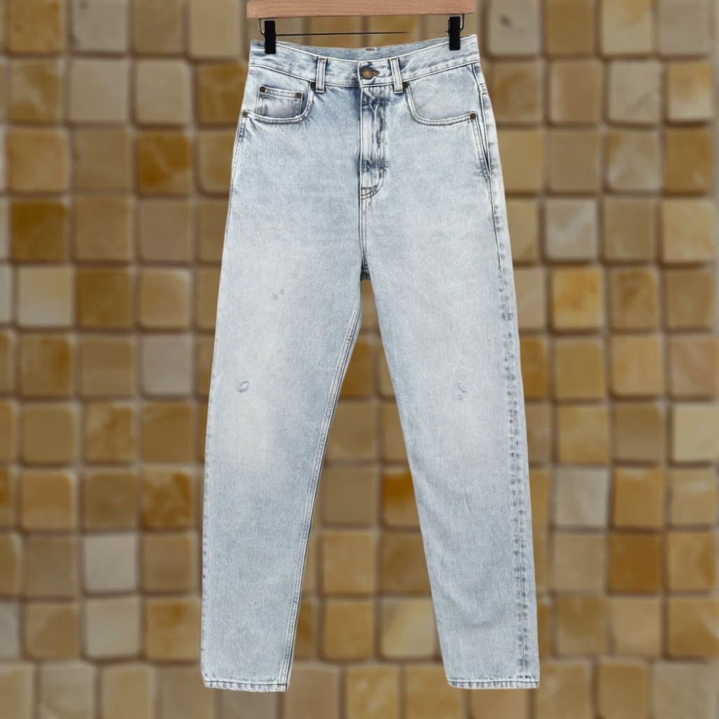 Yves Saint Laurent Saint Laurent Jeans Women's High Rise Straight Leg 28" Inseam 28" 80s Theme Blue 100% Cotton Button Zip Vintage: No Size ONE SIZE - 1 Thumbnail