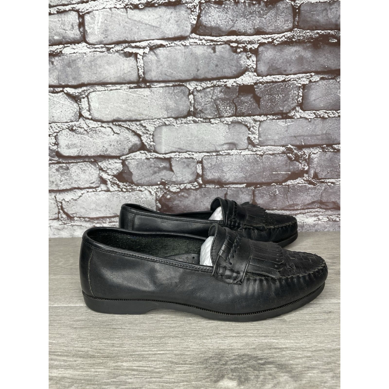 Drake Martin Drake Black Leather Kiltie Woven Loafers Dress Shoes Size US 8 / EU 41 - 1 Thumbnail