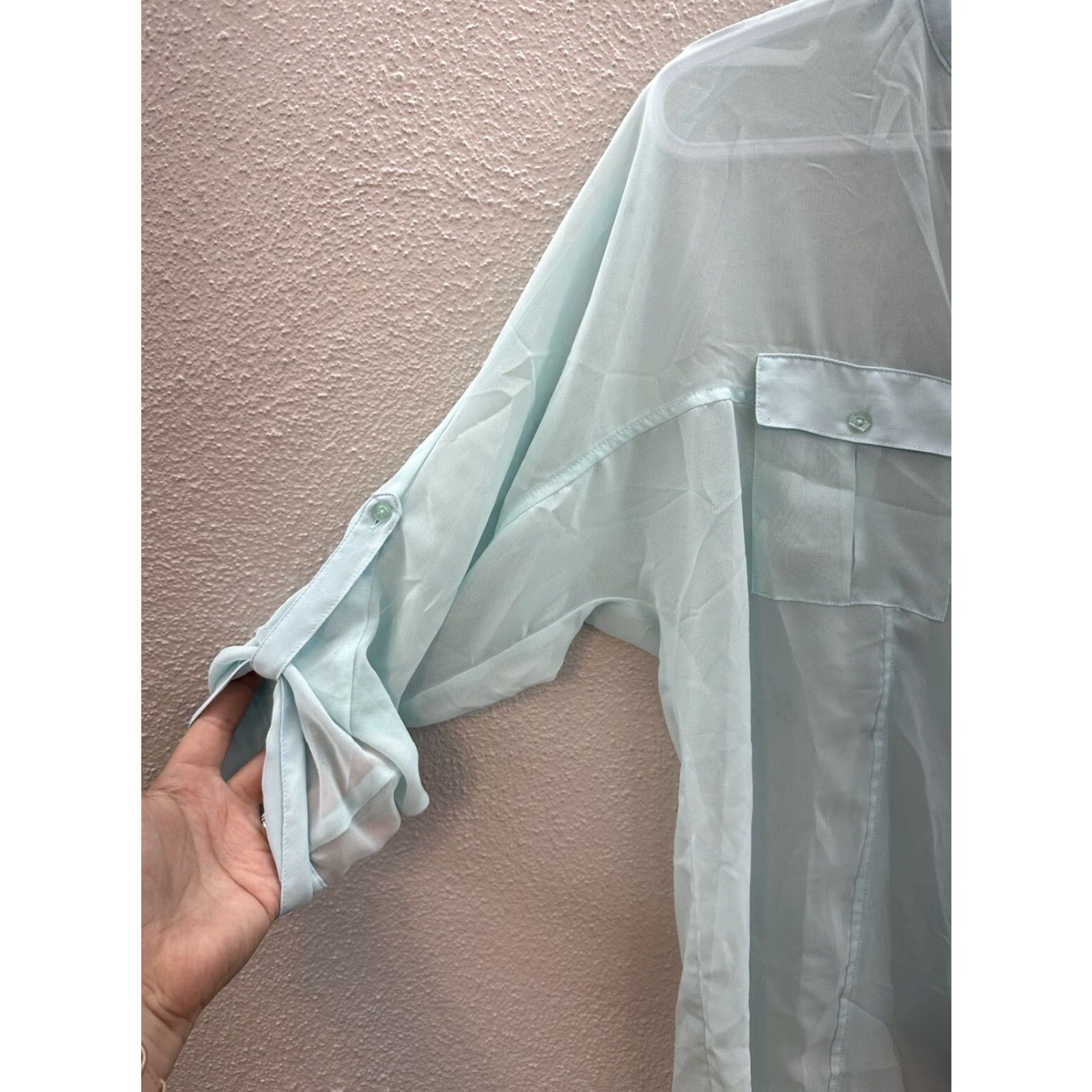 Vintage Candies Womens Juniors Blouse Size Small Blue Sheer Button Up Collared Shirt Size S / US 4 / IT 40 - 4 Thumbnail