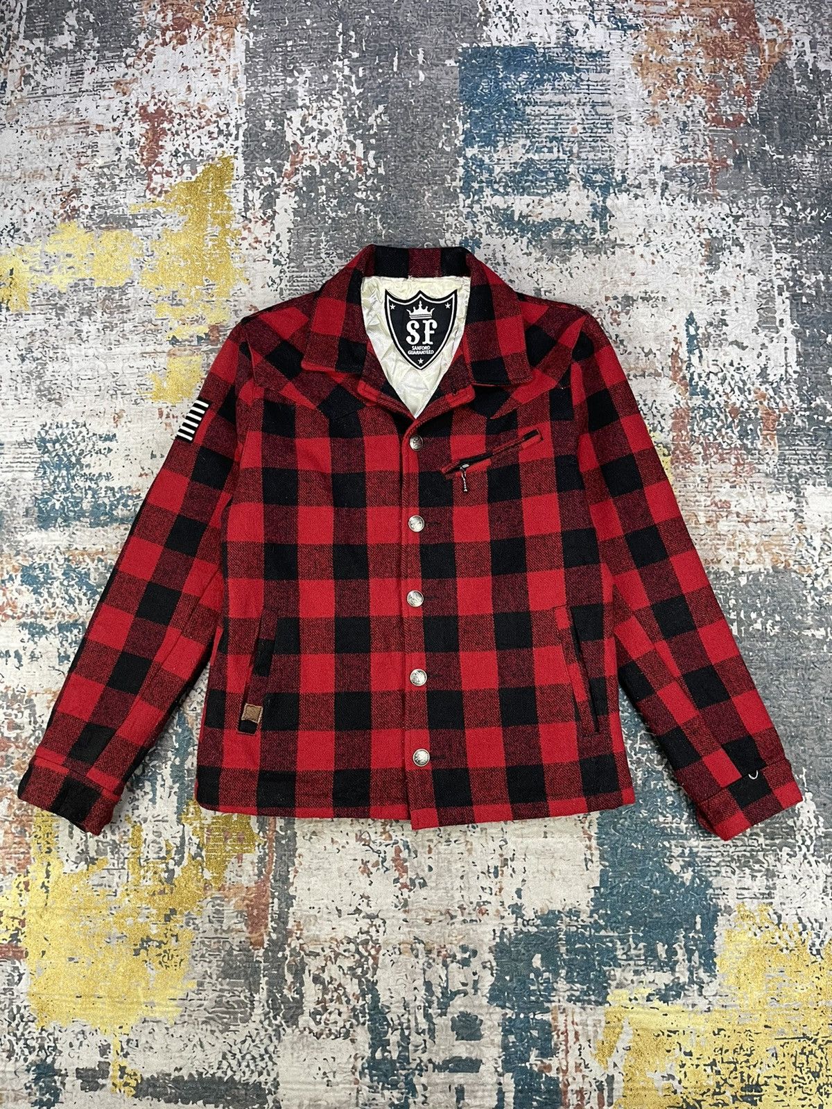 Japanese Brand SF Sanford Guaranteed Red Checkered Plaid Jacket Size US S / EU 44-46 / 1 - 1 Thumbnail