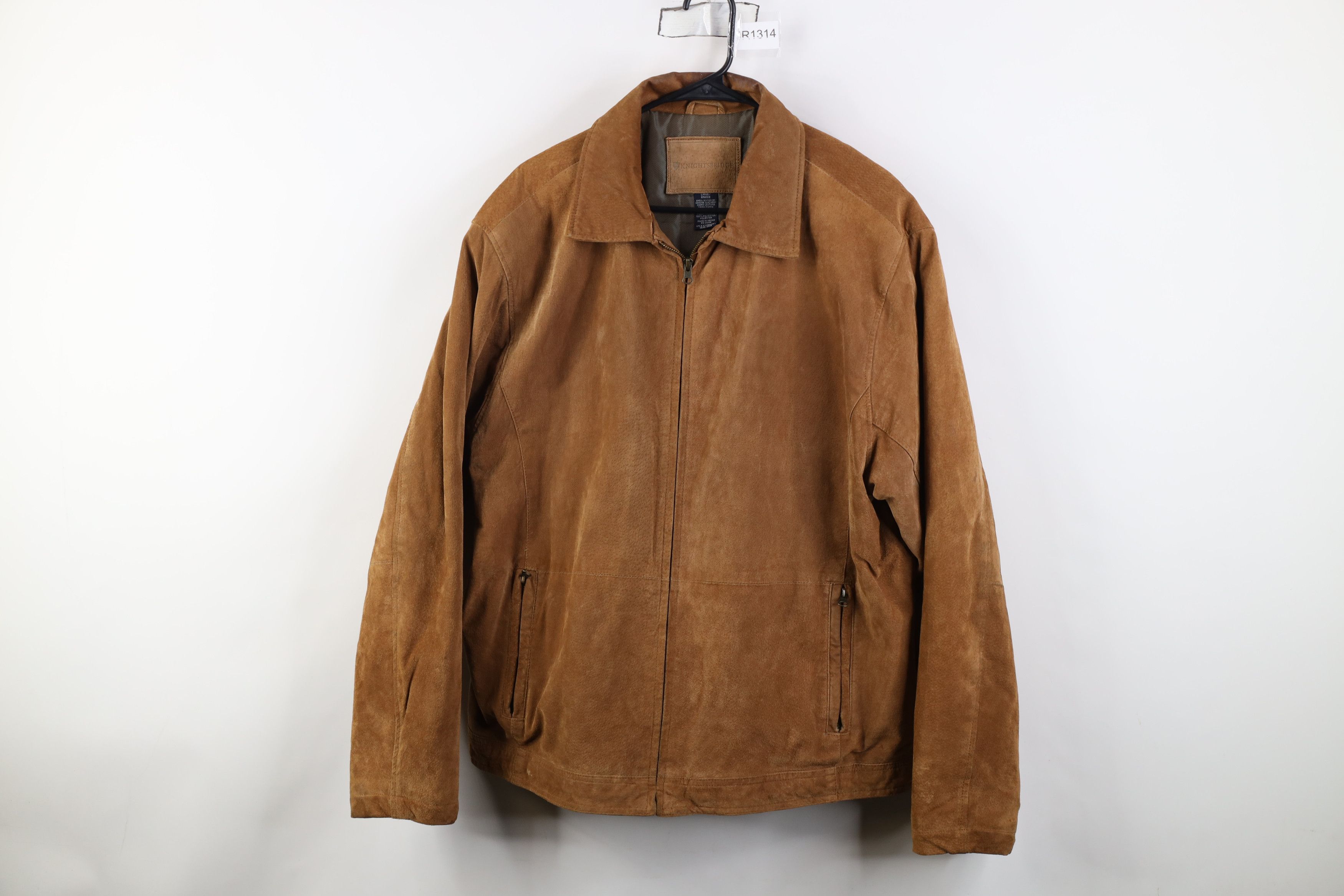 Vintage Vintage 90s Streetwear Lined Suede Leather Full Zip Jacket Size US L / EU 52-54 / 3 - 1 Thumbnail