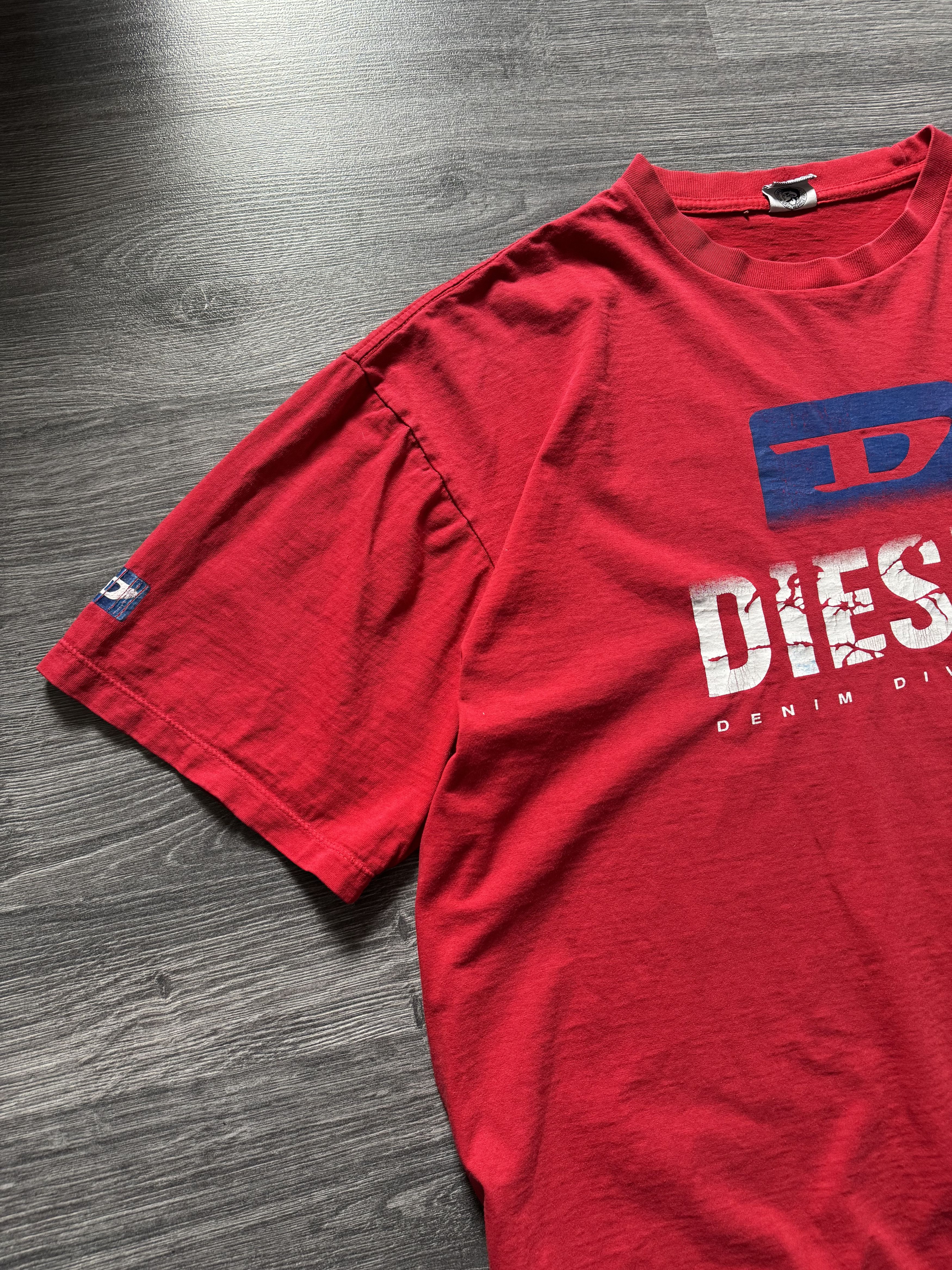 Diesel Vintage 90s Diesel Distressed Logo T-Shirt Size US XXL / EU 58 / 5 - 3 Thumbnail