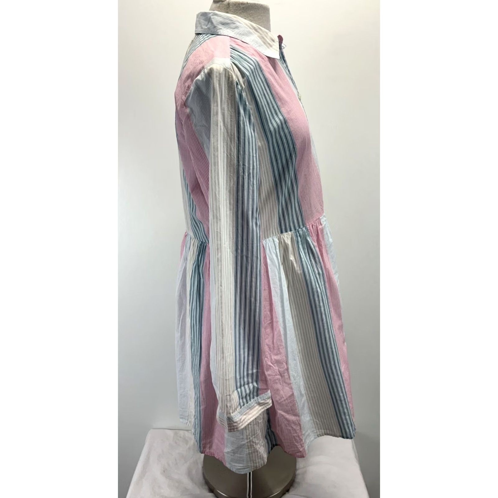 J.Crew J. Crew Striped Shirt Dress Women’s 12 Fit And Flare Pockets Preppy Contrast Size XL / US 12-14 / IT 48-50 - 4 Thumbnail