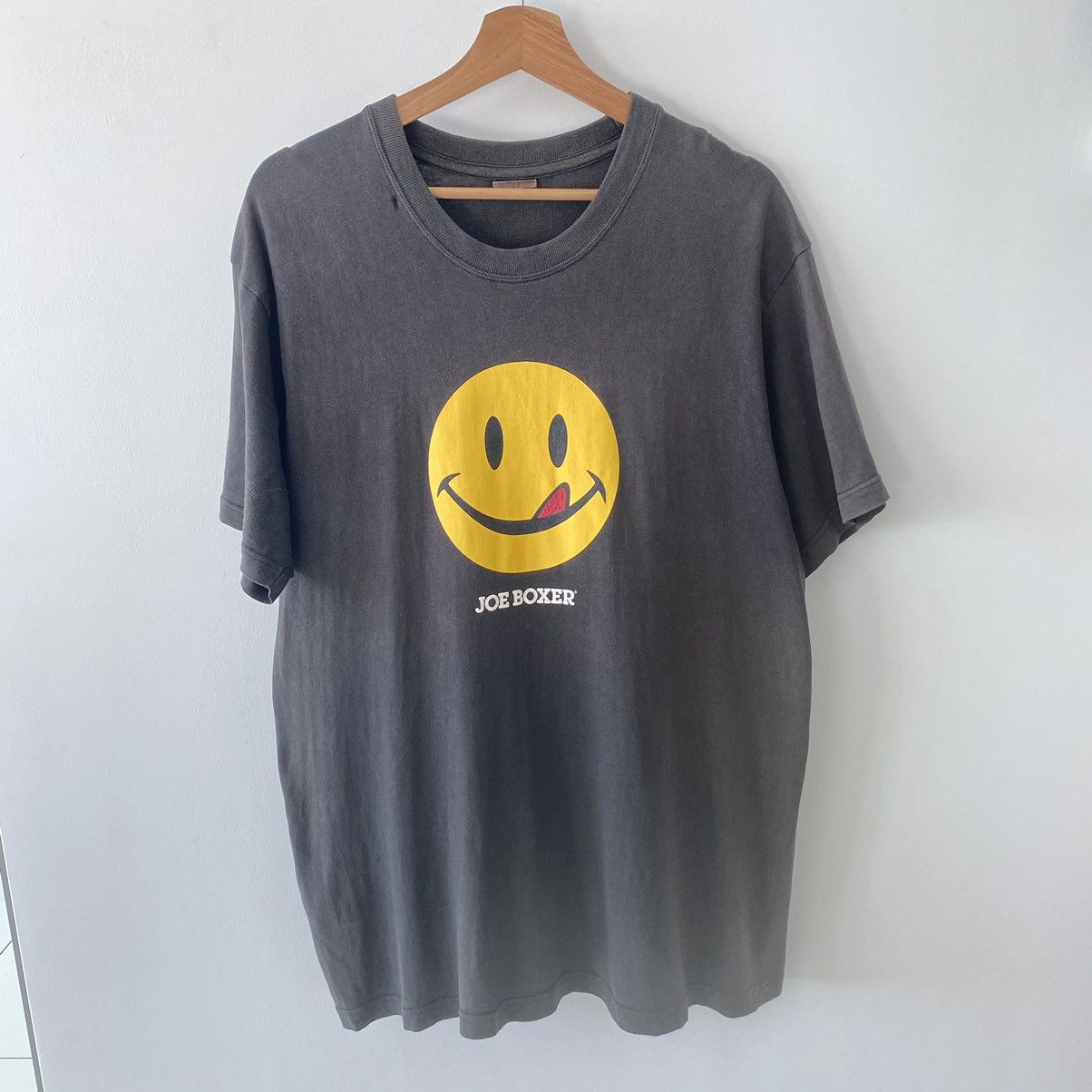image of Thrashed Faded Vintage Joe Boxer Streetwear Brand Tee in Black, Men's (Size XL)
