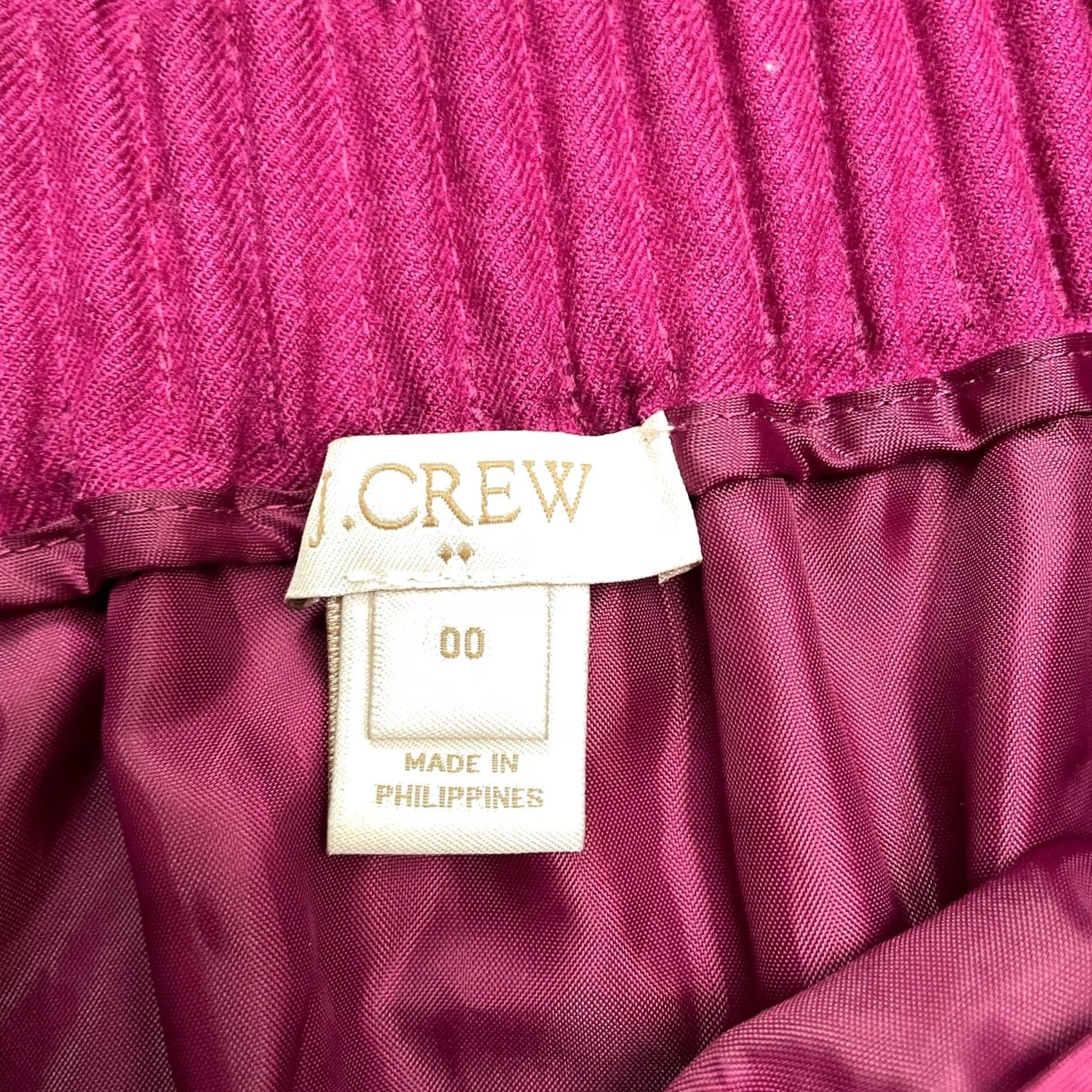 J.Crew J.CREW Skirt Womens 00 Pink Wool Blend Pleated Pencil Elastic Waist Pocket Lined Size 24" / US 00 / IT 34 - 4 Thumbnail