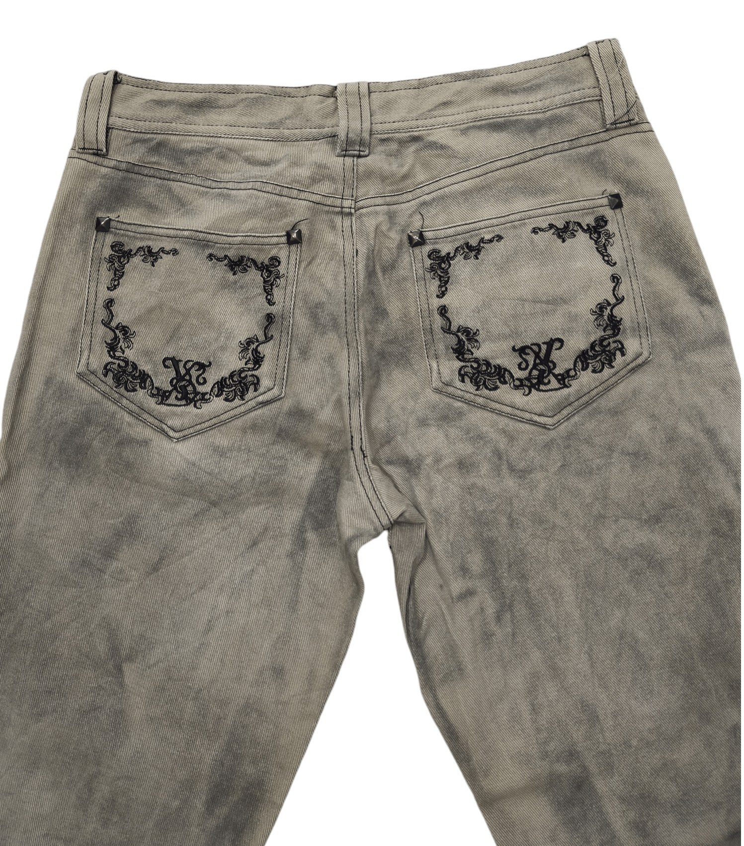 If Six Was Nine × Japanese Brand × Le Grande Bleu (L.G.B.) 🔥RARE!! VINTAGE XFRM PAINTED FLARE JEANS Size 31" - 3 Thumbnail