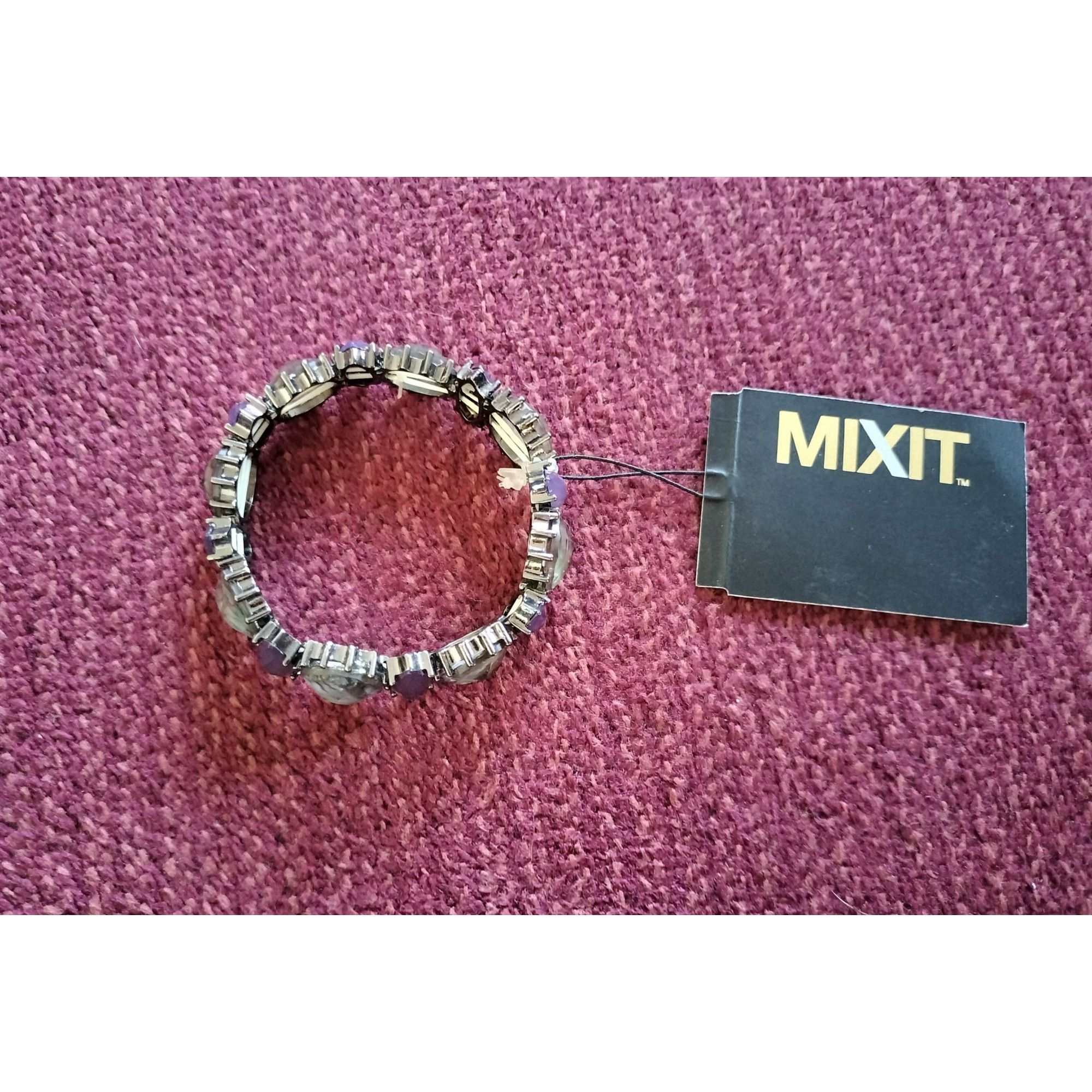 Other Mixit Stretch Bracelet Purple Silver Beads One Size Jewelry Size ONE SIZE - 14 Thumbnail