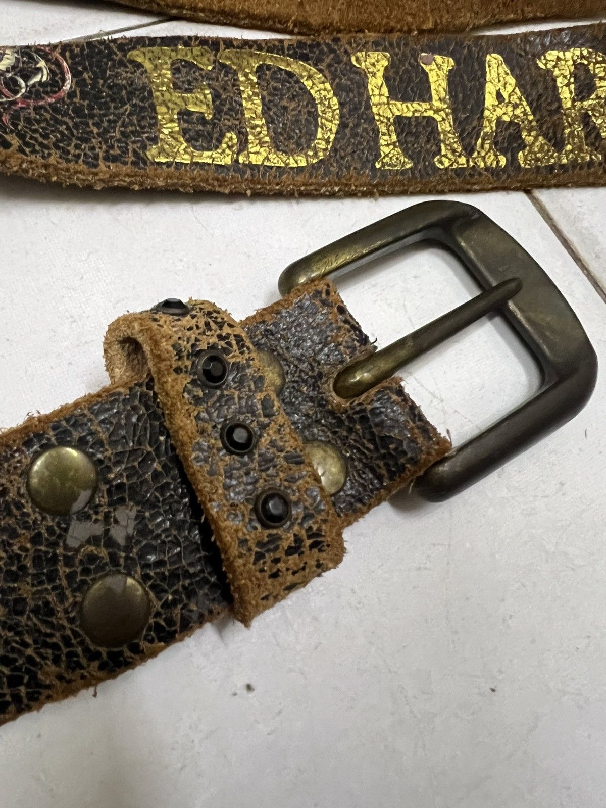 Ed Hardy Ed Hardy Love Slowly Skull Gem belt leather vintage Size ONE SIZE - 4 Thumbnail
