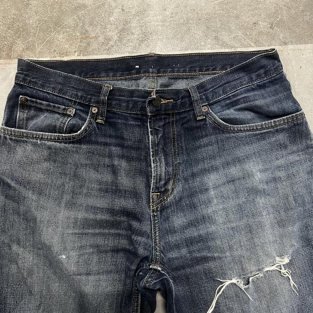 Japanese Brand × Vintage Vintage Y2K/2000s Baggy Ripped Grunge Dark wash Denim Jeans! Size US 34 / EU 50 - 4 Thumbnail