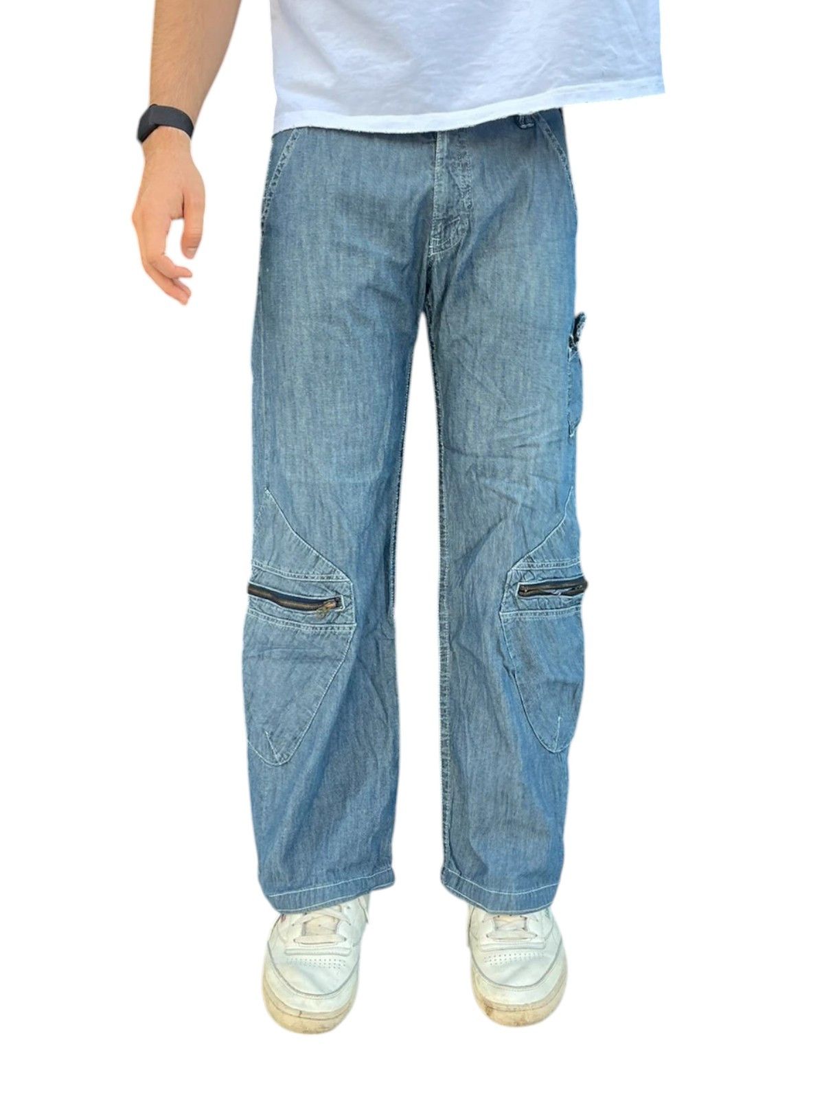 Other Armani Jeans Zip Cargo Pants in Washed Denim (2004–2006) Size US 32 / EU 48 - 5 Thumbnail