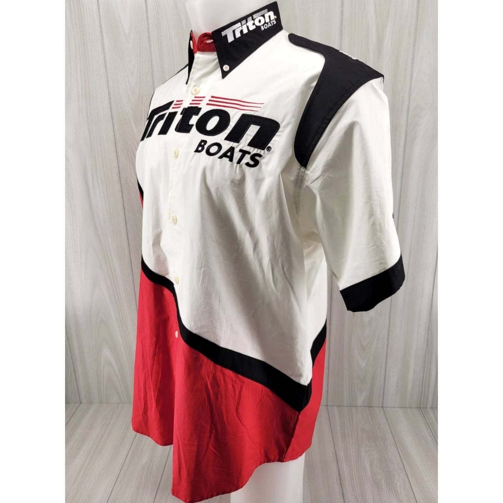 Vintage Team Triton Button Down Tournament Shirt Mens Med Red White Black Embroidered Size US M / EU 48-50 / 2 - 2 Thumbnail