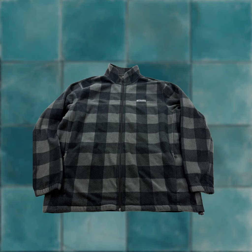 Vintage Columbia Jacket Mens 2XLT Gray Plaid Fleece Full Zip Stand Collar Outdoor Hiking Size US XXL / EU 58 / 5 - 1 Thumbnail