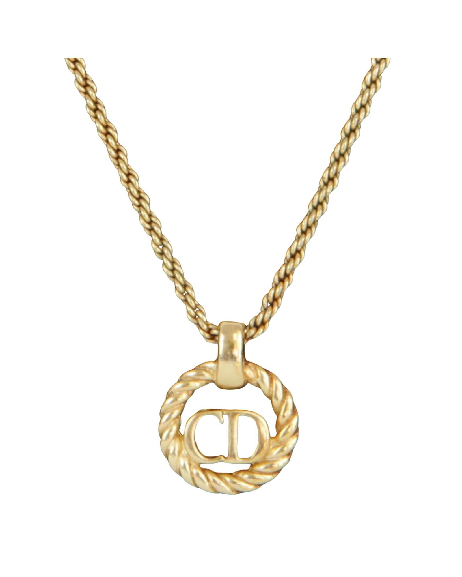 image of Dior Gold Metal Cd Necklace, Women's