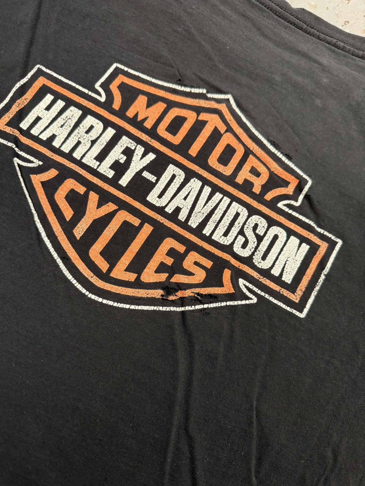 Vintage Vintage Cropped Thrashed Harley Davidson Eagle Breakout Tee Size US L / EU 52-54 / 3 - 9 Thumbnail