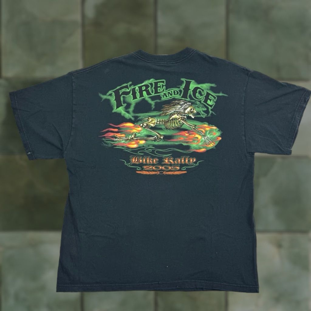 Delta VINTAGE Delta T Shirt Adult Large Black Fire Y2K Biker Skeleton Flames 2005 Shirt Mens Size US L / EU 52-54 / 3 - 1 Thumbnail