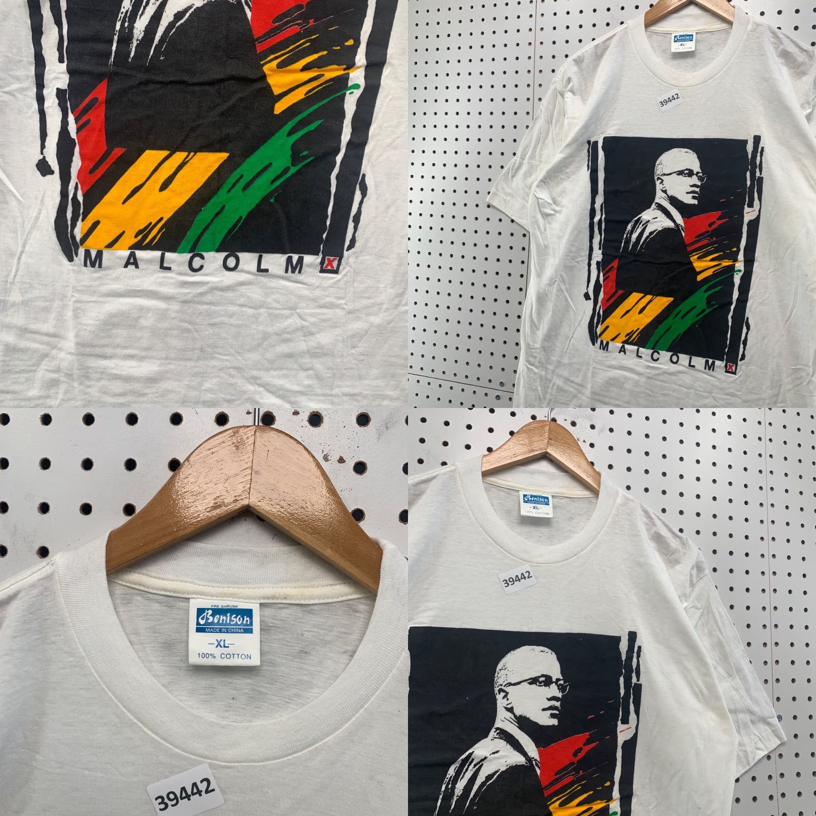Vintage VINTAGE Malcolm X Shirt Mens XL White Cotton 1990s Graphic Print T-Shirt 90s Short Sleeve Mens X-Large Size US XL / EU 56 / 4 - 8 Thumbnail