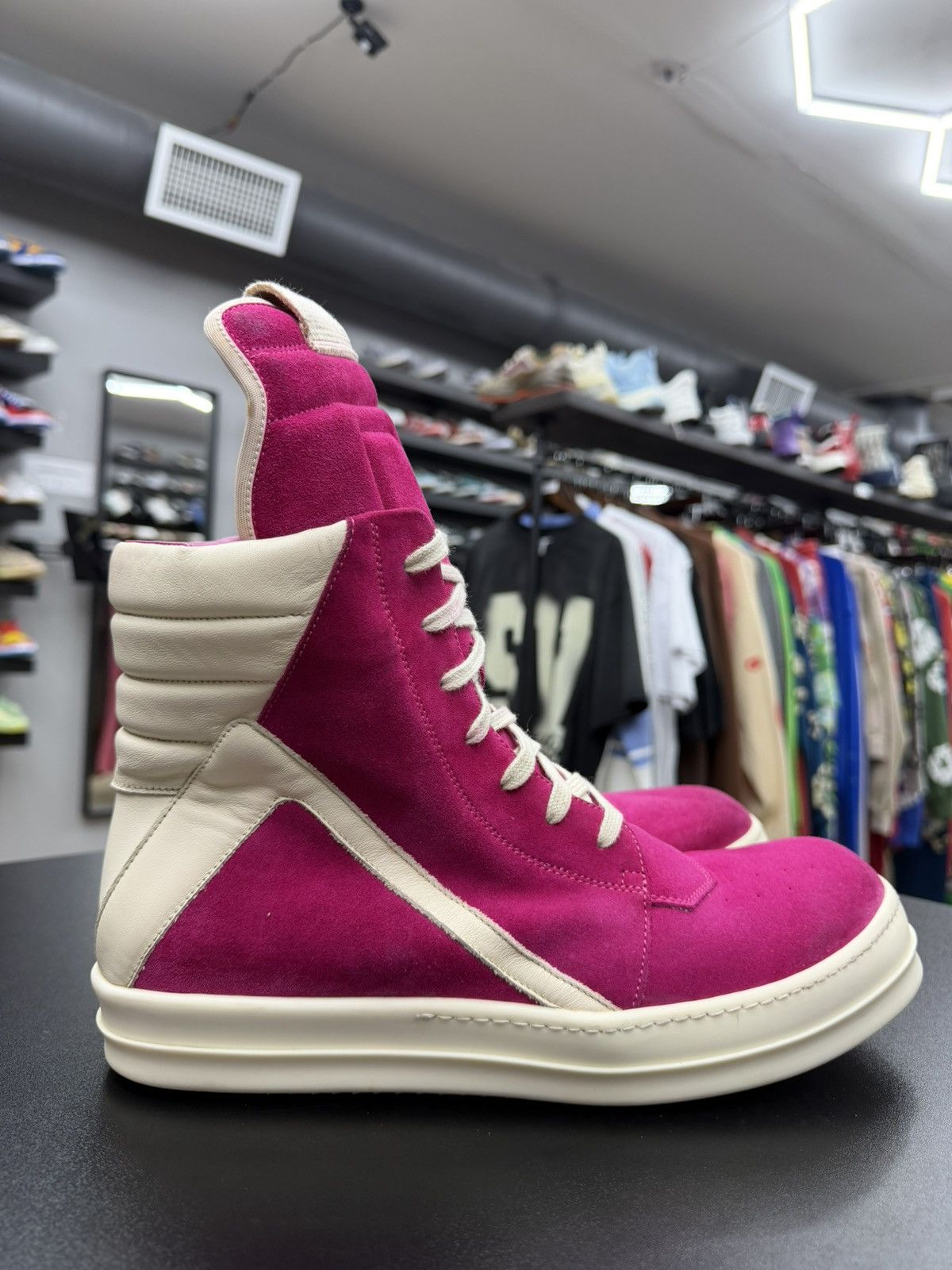 Rick Owens Size 11.5US/44.5EU - Rick Owens Geobasket Hot Pink Suede Size US 11.5 / EU 44-45 - 3 Thumbnail