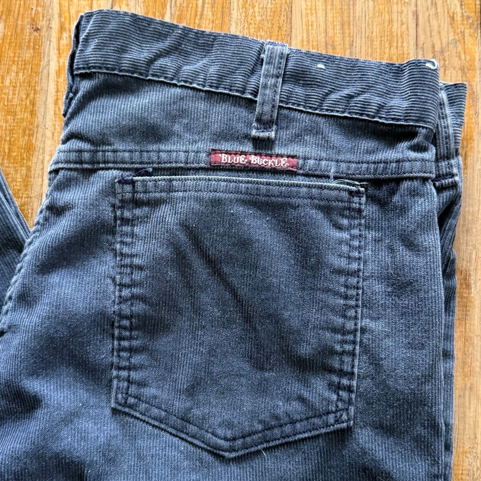 Vintage 70’s Blue Buckle Navy Blue Corduroy Flare Pants Talon 42 Size US 36 / EU 52 - 4 Thumbnail