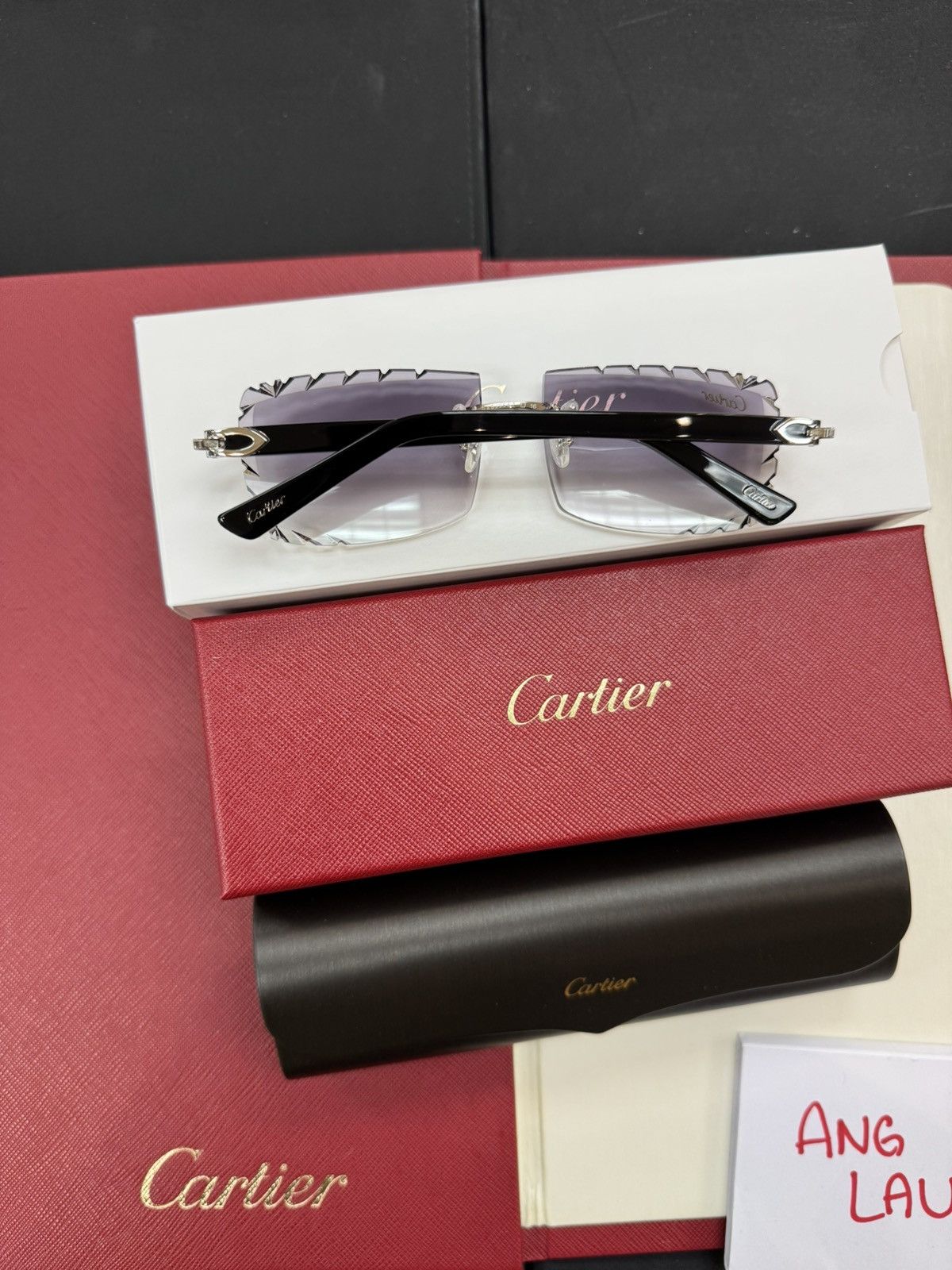 Cartier Cartier Black Composite with Custom Diamond Cut Lenses Size ONE SIZE - 2 Thumbnail
