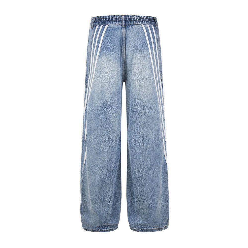 Jean Men's vintage washed distressed loose straight jeans Size US 32 / EU 48 - 3 Thumbnail