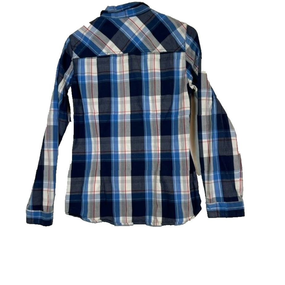 Zara VINTAGE Zara Trafaluc Shirt Womens M Plaid Spiked Pockets 100% Cotton Grunge Blue Safe? Size M / US 6-8 / IT 42-44 - 2 Thumbnail