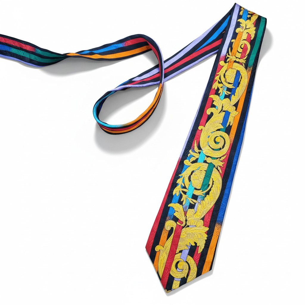 Other Rush Limbaugh 56x4" Necktie Rainbow Gold Filagree 100% Silk Size ONE SIZE - 1 Thumbnail