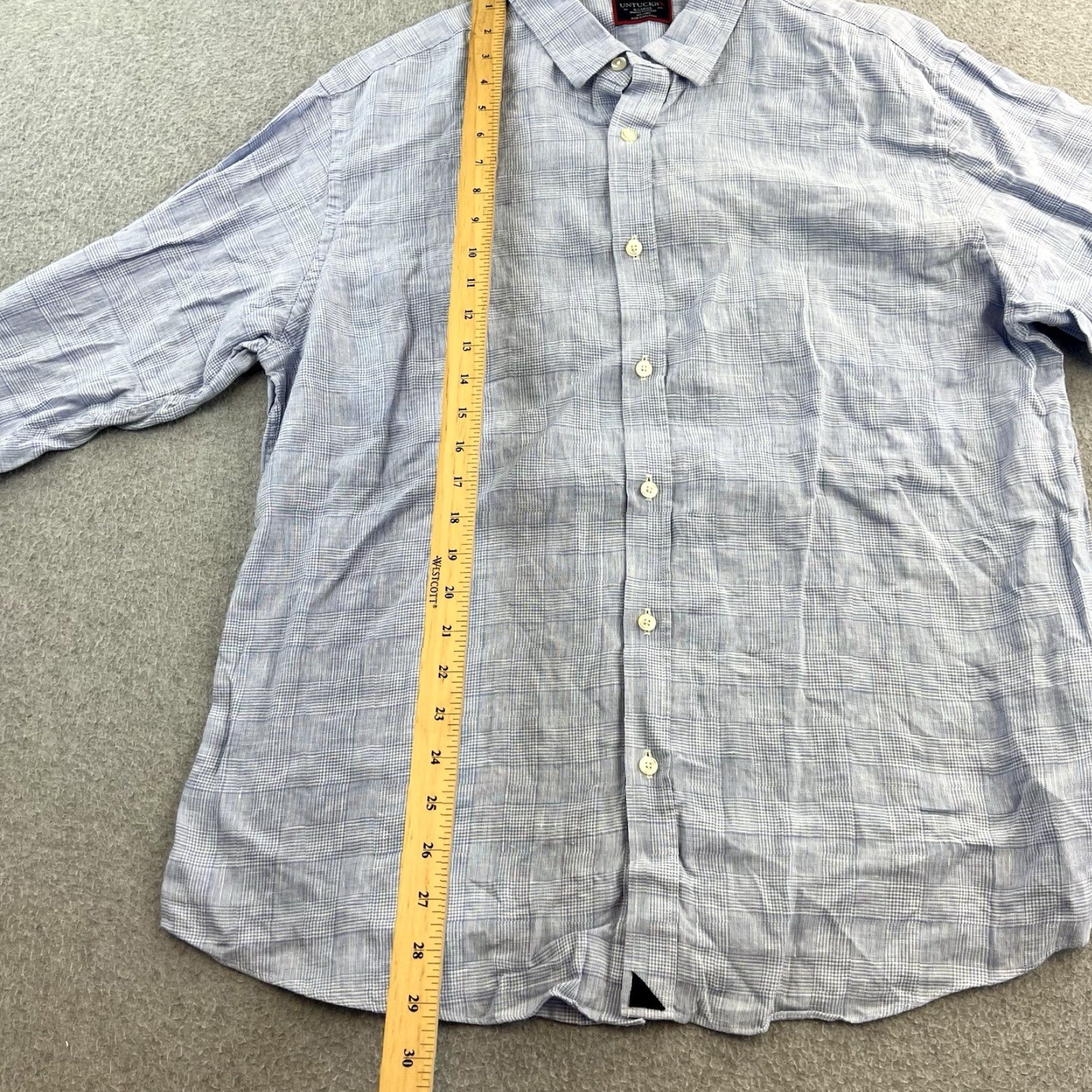 UNTUCKit UNTUCKit Shirt Mens XL Blue Check Long Sleeve Button Up 100% Linen Casual Adult Size US XL / EU 56 / 4 - 3 Thumbnail