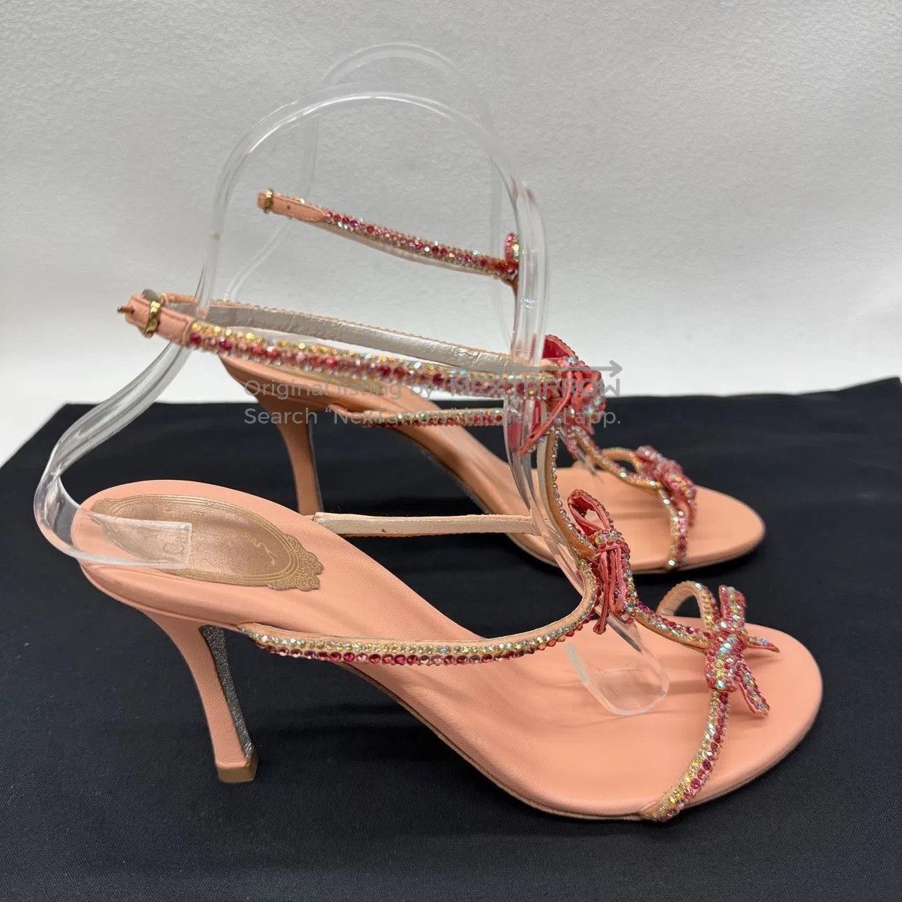 Rene Caovilla High Heels, Rhinestone Bow, High-Heeled Sand, Women's (Size 7.5) — image 4 of 6
