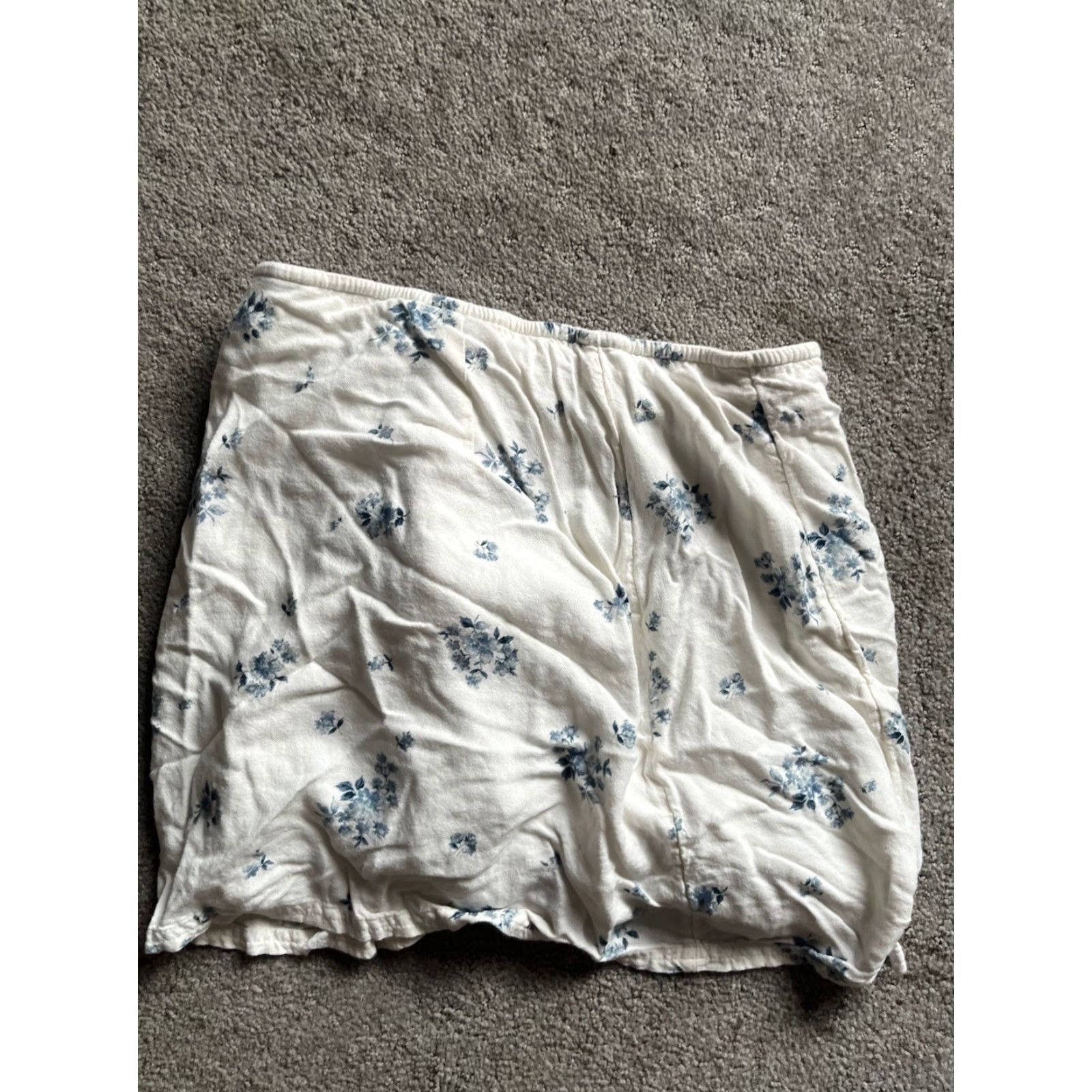 American Eagle Outfitters VINTAGE American Eagle Mini Skirt Women's Casual Summer Size Small S Linen Floral Blue Cream 90s Aloha Size 28" / US 6 / IT 42 - 2 Thumbnail