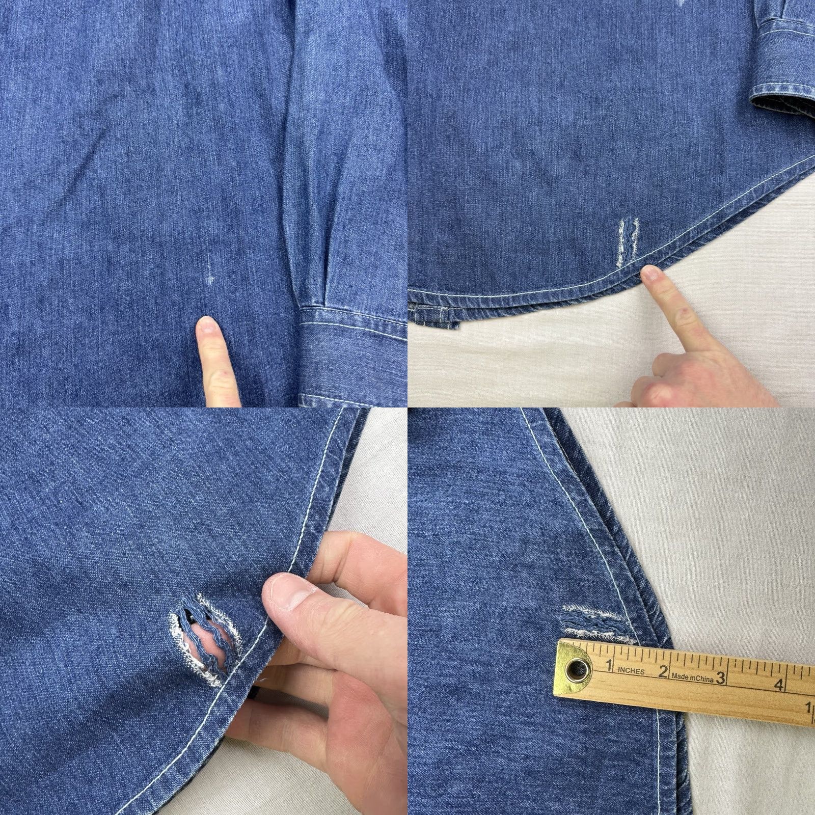 Tommy Hilfiger VINTAGE Tommy Jeans Denim Button Up Shirt Adult Medium Chore Coat Style Hipster Shirt Mens Size US M / EU 48-50 / 2 - 9 Thumbnail