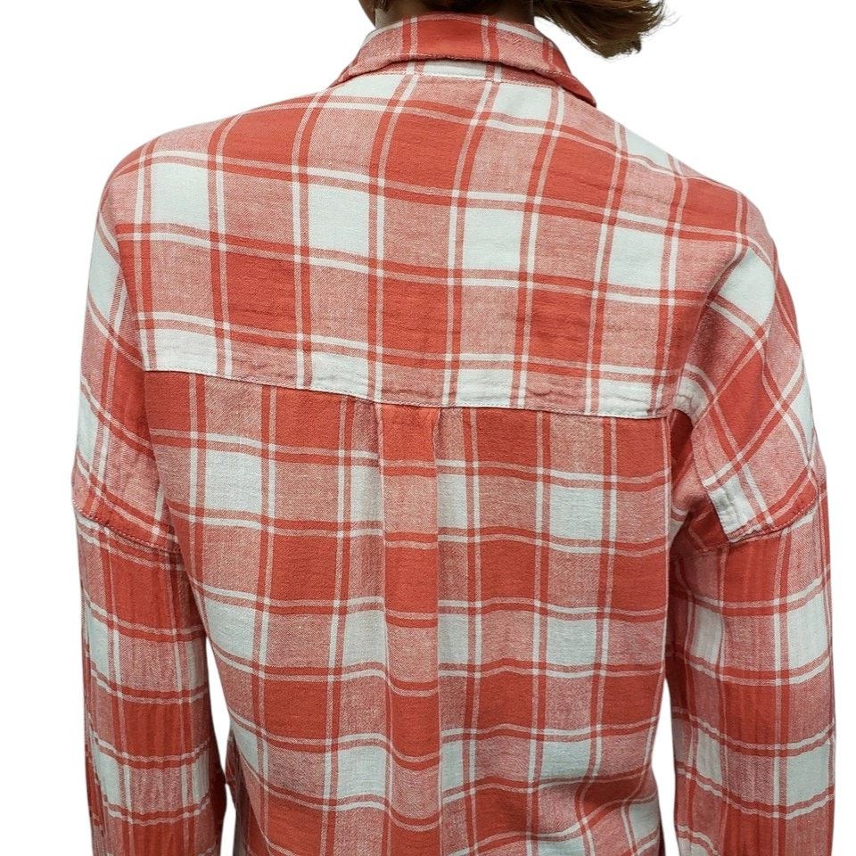 Sanctuary Sanctuary Linen Blend Boyfriend Shirt Plaid Cuffed Long Slee Size L / US 10 / IT 46 - 7 Thumbnail