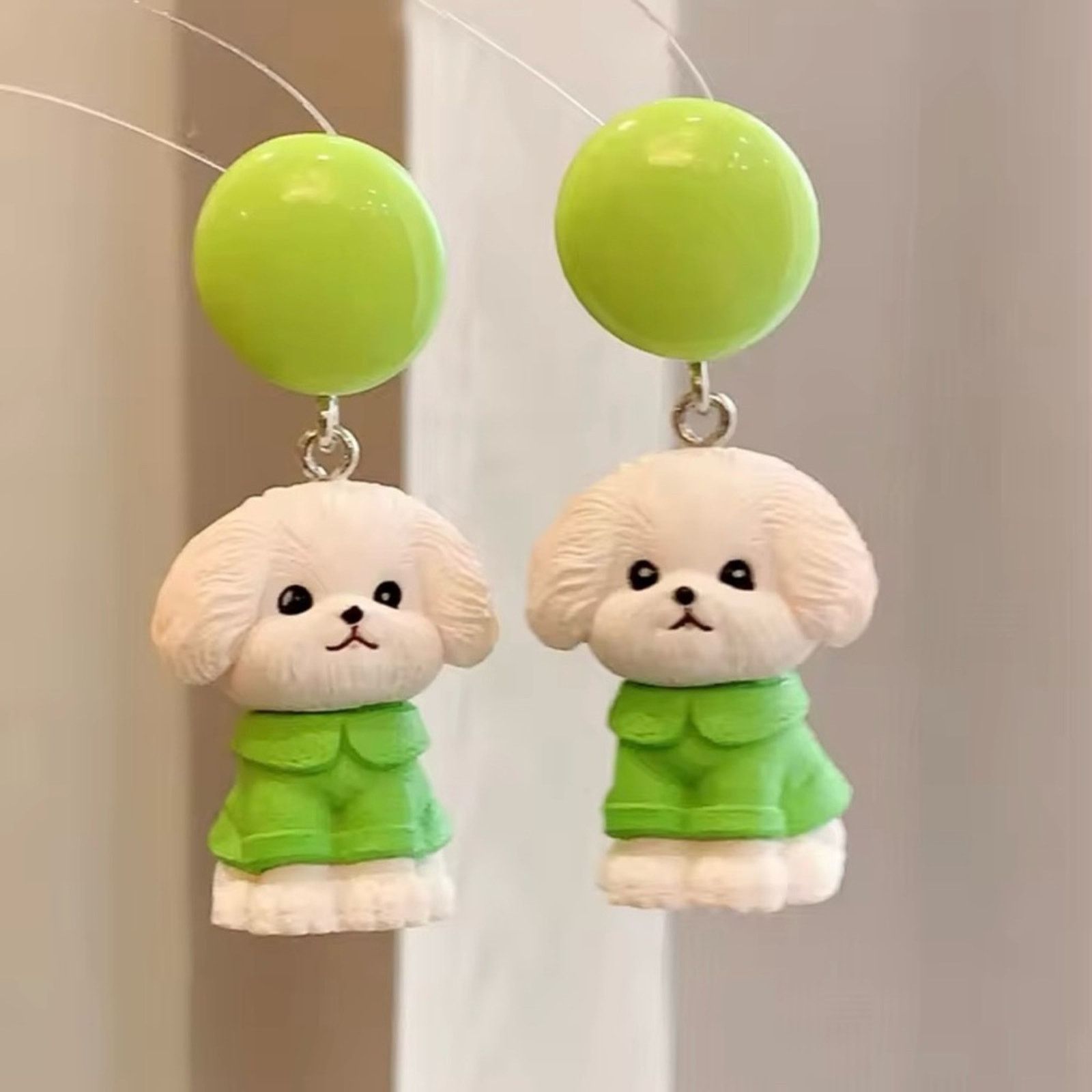 Other Pair of Playful Cute Cartoon Puppy Dog Resin Earrings Size ONE SIZE - 1 Thumbnail
