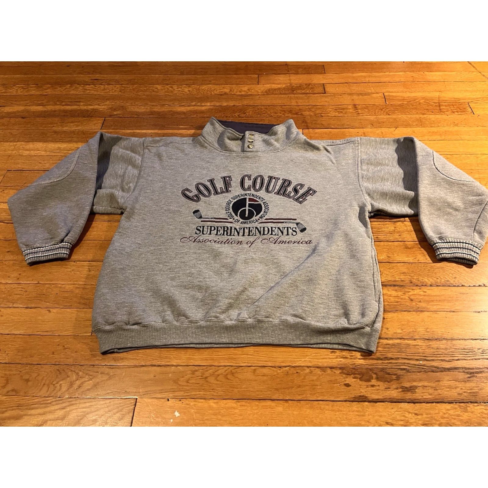 Vintage VINTAGE Gear for Sports Sweater Golf Course Superintendents Association Men’s XL Gray Graphic Print Pullover Regular Fit Sm Mens Size US XL / EU 56 / 4 - 2 Thumbnail