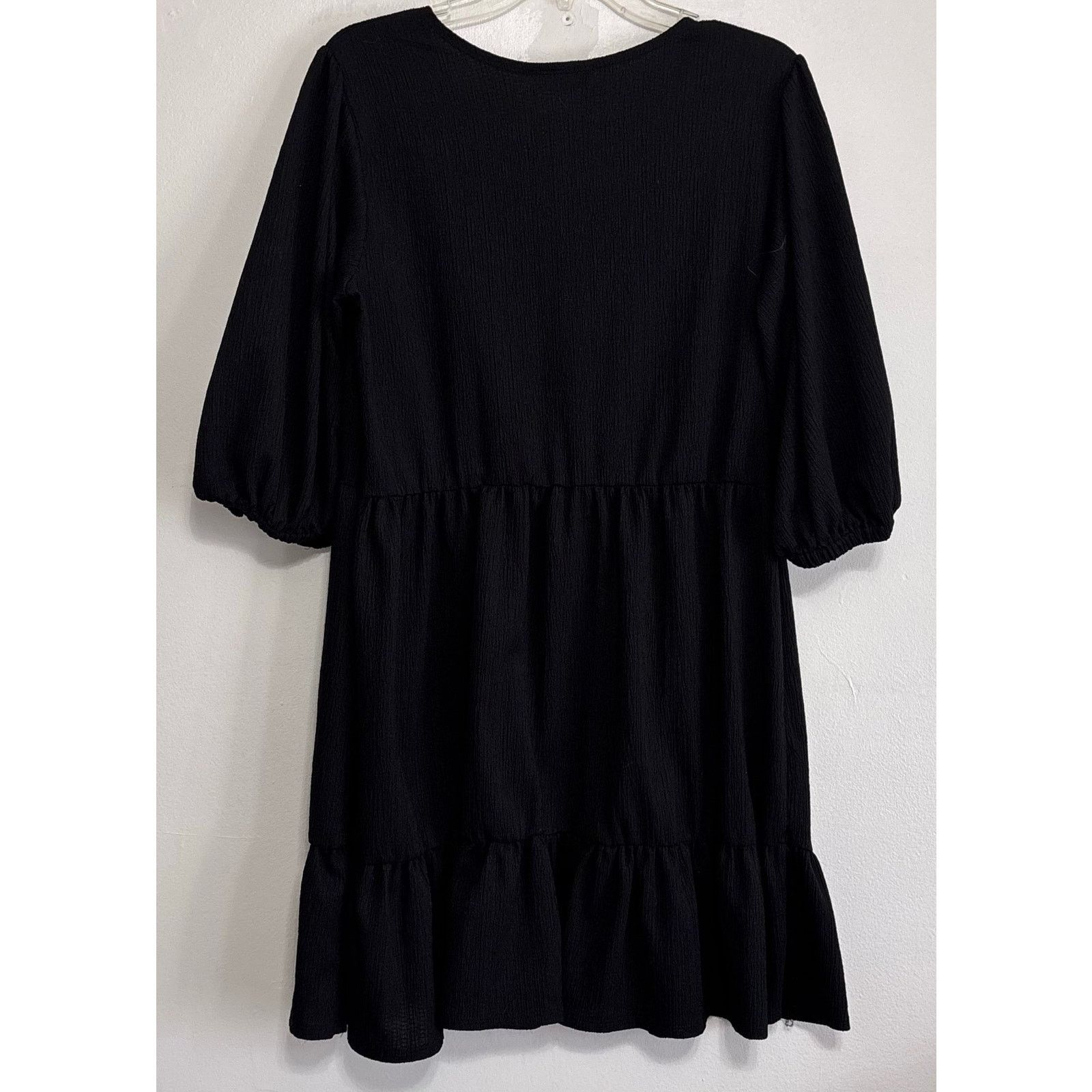 Other 52Seven Black Tiered Babydoll Mini Dress Balloon Sleeves Size L / US 10 / IT 46 - 2 Thumbnail