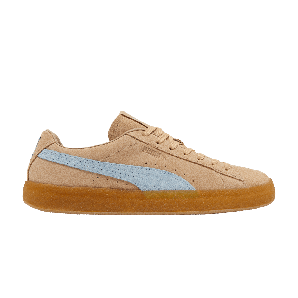 image of Maison Kitsune X Suede Crepe Travertine Chambray Blue Shoes in Brown, Men's (Size 5)