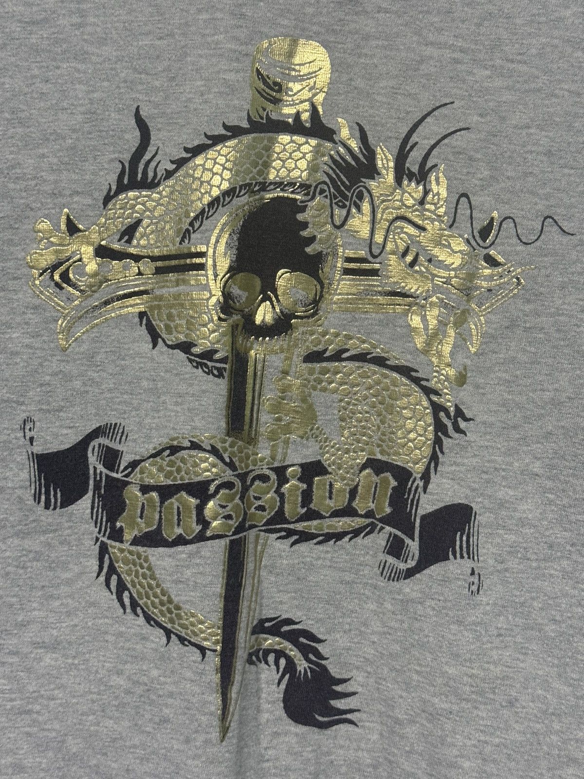 Japanese Brand 💥 PUNK DESIGN SKULL DRAGON CROSS DAGGER VERY RARE L/S SHIRT Size US M / EU 48-50 / 2 - 4 Thumbnail
