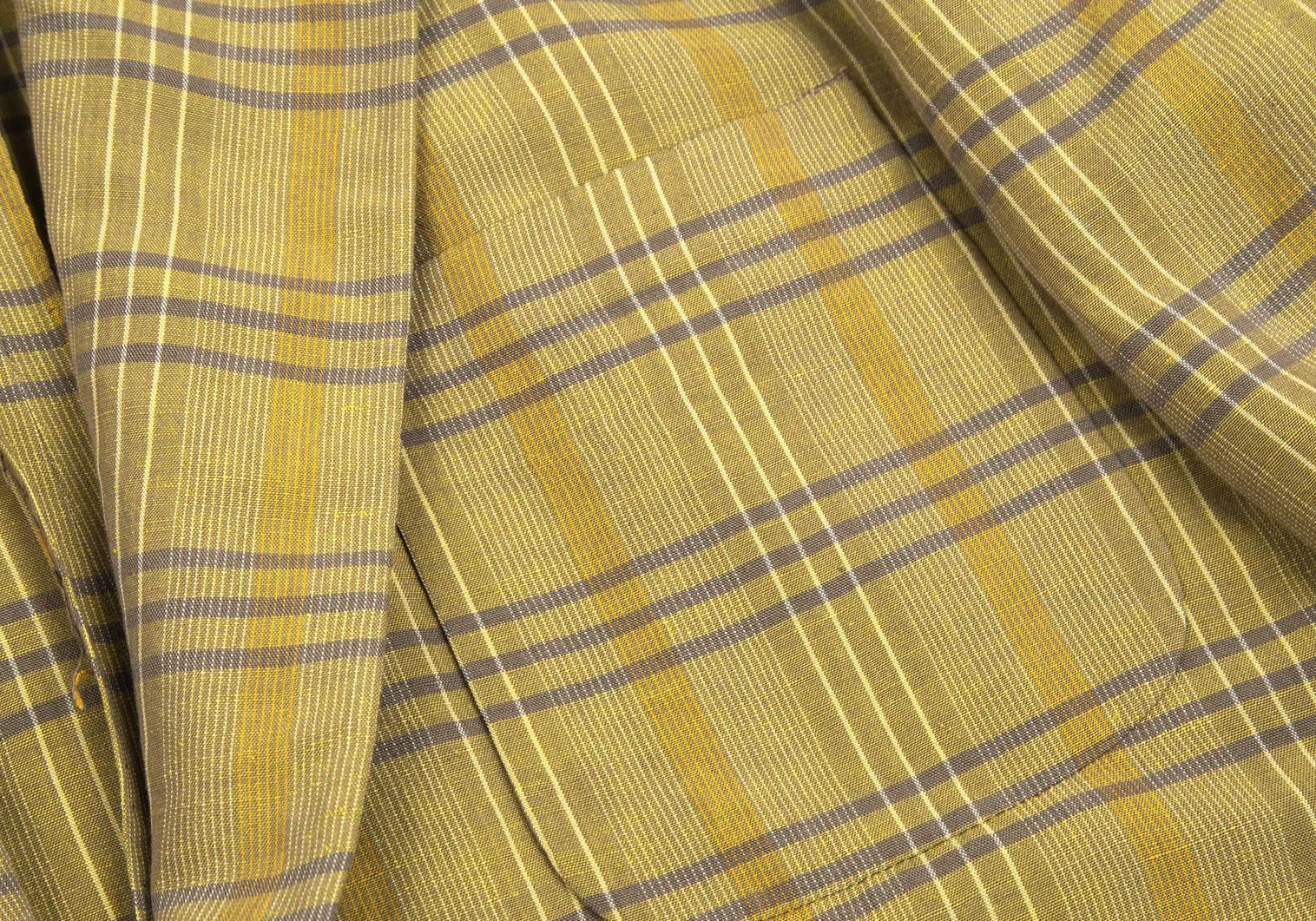 Linen Blend Check Jacket in Light Green Size L